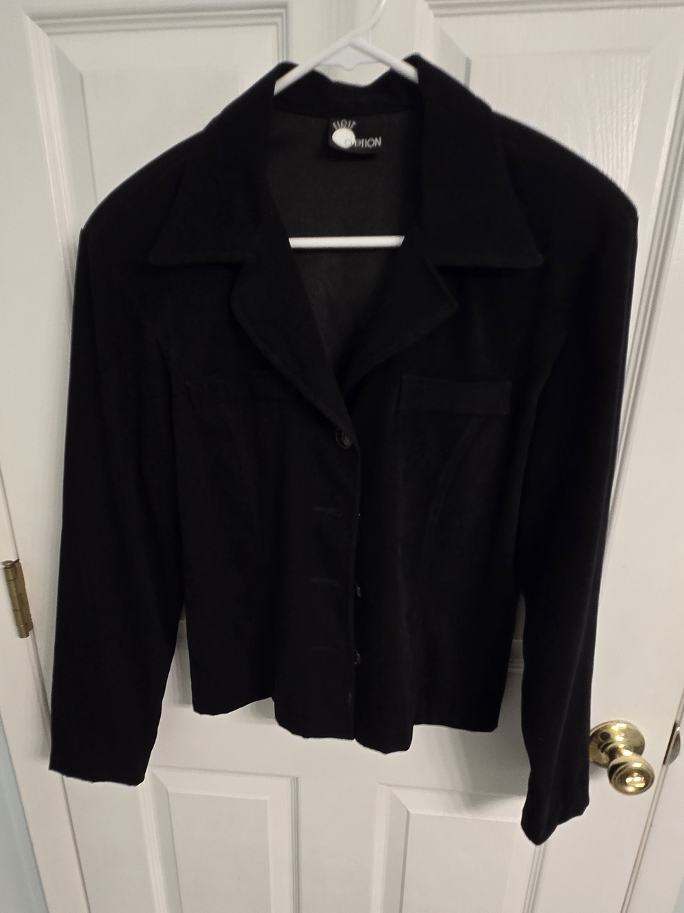 Vintage First Option Black Structured Jacket Blazer Womens M 90s Y2K Office Goth